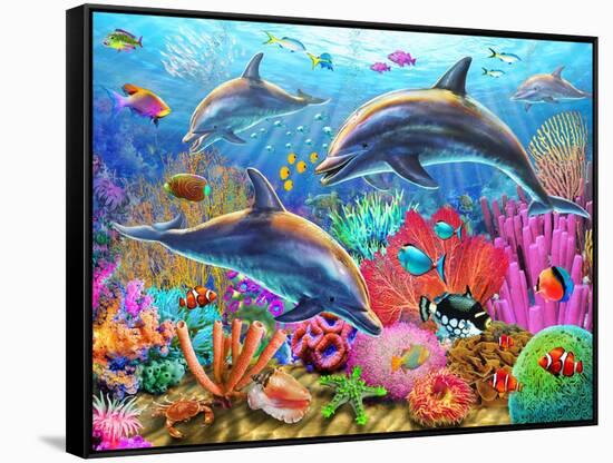 Dolphin Fun-Adrian Chesterman-Framed Stretched Canvas