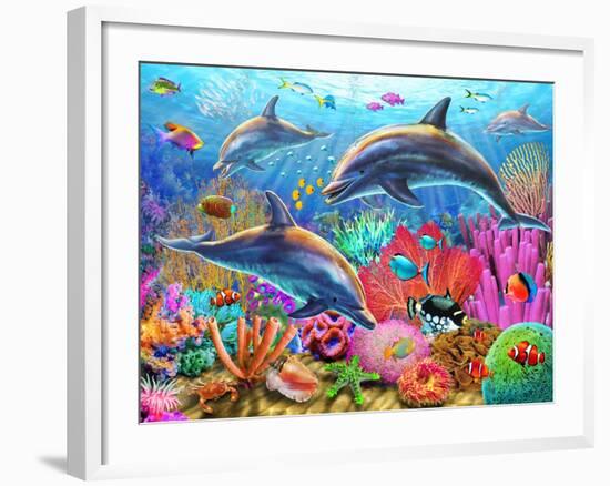 Dolphin Fun-Adrian Chesterman-Framed Art Print