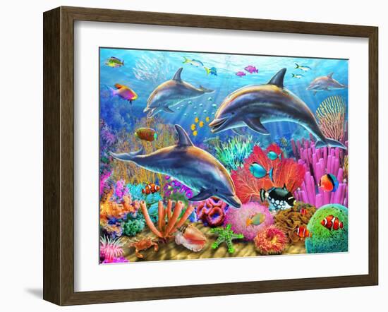 Dolphin Fun-Adrian Chesterman-Framed Art Print