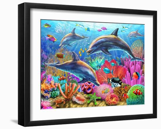 Dolphin Fun-Adrian Chesterman-Framed Art Print