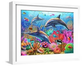 Dolphin Fun-Adrian Chesterman-Framed Art Print