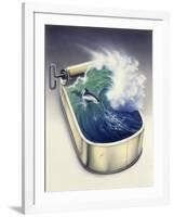 Dolphin in Wave-Harro Maass-Framed Giclee Print