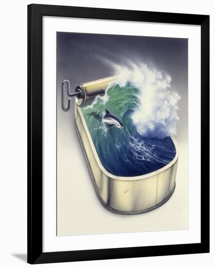 Dolphin in Wave-Harro Maass-Framed Giclee Print