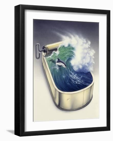 Dolphin in Wave-Harro Maass-Framed Giclee Print