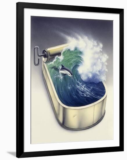 Dolphin in Wave-Harro Maass-Framed Giclee Print