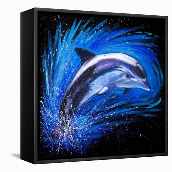 Dolphin Jumping-null-Framed Stretched Canvas