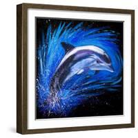 Dolphin Jumping-null-Framed Art Print