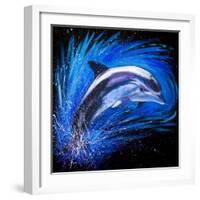 Dolphin Jumping-null-Framed Art Print