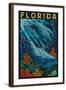 Dolphin Paper Mosaic - Florida-Lantern Press-Framed Art Print