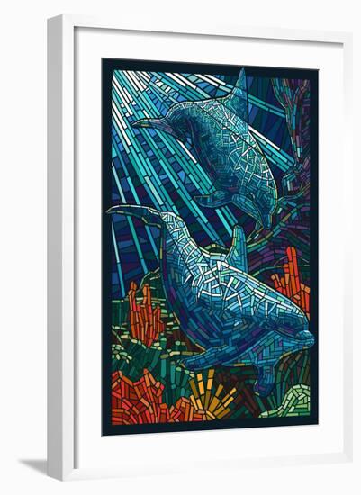 Dolphin - Paper Mosaic-Lantern Press-Framed Art Print