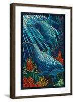 Dolphin - Paper Mosaic-Lantern Press-Framed Art Print