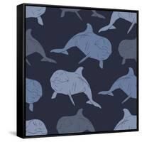 Dolphin Seamless Vector Pattern-Julia_Snova-Framed Stretched Canvas