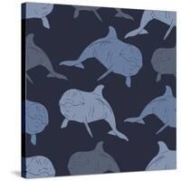 Dolphin Seamless Vector Pattern-Julia_Snova-Stretched Canvas