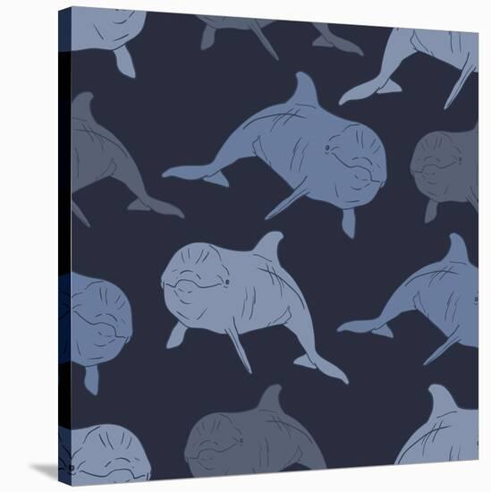 Dolphin Seamless Vector Pattern-Julia_Snova-Stretched Canvas