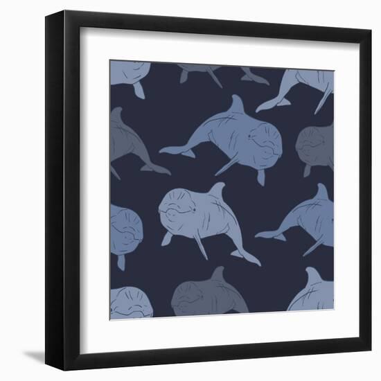 Dolphin Seamless Vector Pattern-Julia_Snova-Framed Art Print