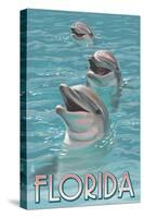 Dolphin Trio - Florida-Lantern Press-Stretched Canvas