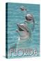 Dolphin Trio - Florida-Lantern Press-Stretched Canvas