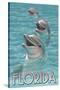 Dolphin Trio - Florida-Lantern Press-Stretched Canvas