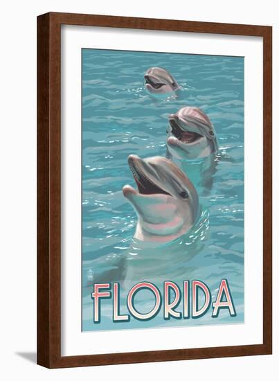 Dolphin Trio - Florida-Lantern Press-Framed Art Print