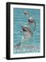 Dolphin Trio - Florida-Lantern Press-Framed Art Print