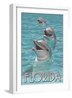 Dolphin Trio - Florida-Lantern Press-Framed Art Print