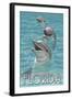 Dolphin Trio - Florida-Lantern Press-Framed Art Print