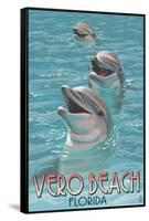 Dolphin Trio - Vero Beach, Florida-Lantern Press-Framed Stretched Canvas