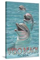 Dolphin Trio - Vero Beach, Florida-Lantern Press-Stretched Canvas