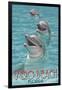 Dolphin Trio - Vero Beach, Florida-Lantern Press-Framed Art Print