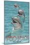 Dolphin Trio - Vero Beach, Florida-Lantern Press-Mounted Art Print