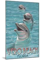 Dolphin Trio - Vero Beach, Florida-Lantern Press-Mounted Art Print