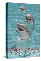 Dolphin Trio - Vero Beach, Florida-Lantern Press-Stretched Canvas