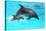 Dolphin With A Baby Floating In The Water-Elena Larina-Stretched Canvas