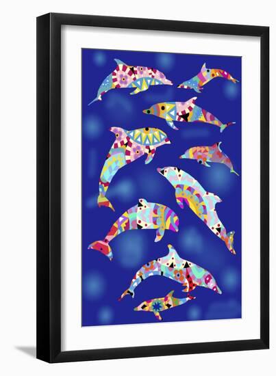 Dolphins_1-Miguel Balbás-Framed Giclee Print