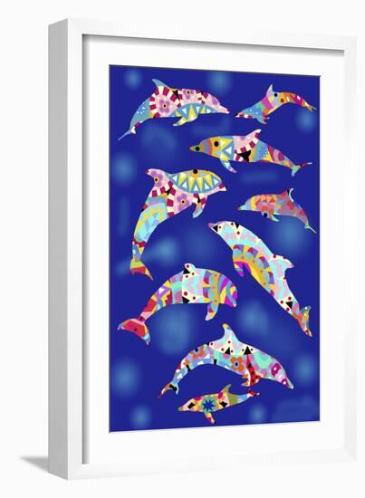 Dolphins_1-Miguel Balbás-Framed Giclee Print