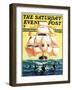 "Dolphins and Ship," Saturday Evening Post Cover, September 29, 1934-Gordon Grant-Framed Giclee Print