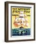 "Dolphins and Ship," Saturday Evening Post Cover, September 29, 1934-Gordon Grant-Framed Premium Giclee Print