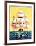 "Dolphins and Ship,"September 29, 1934-Gordon Grant-Framed Giclee Print