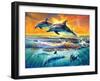 Dolphins at Dawn-Adrian Chesterman-Framed Art Print