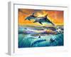 Dolphins at Dawn-Adrian Chesterman-Framed Art Print