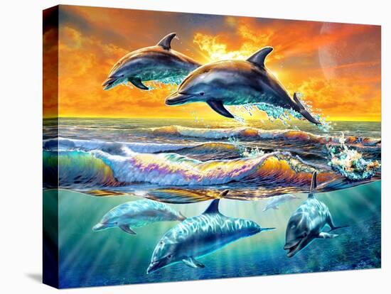 Dolphins at Dawn-Adrian Chesterman-Stretched Canvas