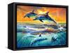 Dolphins at Dawn-Adrian Chesterman-Framed Stretched Canvas