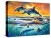 Dolphins at Dawn-Adrian Chesterman-Stretched Canvas