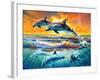 Dolphins at Dawn-Adrian Chesterman-Framed Art Print