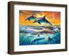 Dolphins at Dawn-Adrian Chesterman-Framed Art Print