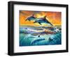 Dolphins at Dawn-Adrian Chesterman-Framed Art Print