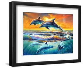 Dolphins at Dawn-Adrian Chesterman-Framed Art Print