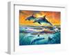 Dolphins at Dawn-Adrian Chesterman-Framed Art Print