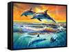 Dolphins at Dawn-Adrian Chesterman-Framed Stretched Canvas
