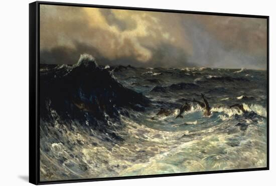 Dolphins in a Rough Sea, 1894-Thorvald Niss-Framed Stretched Canvas